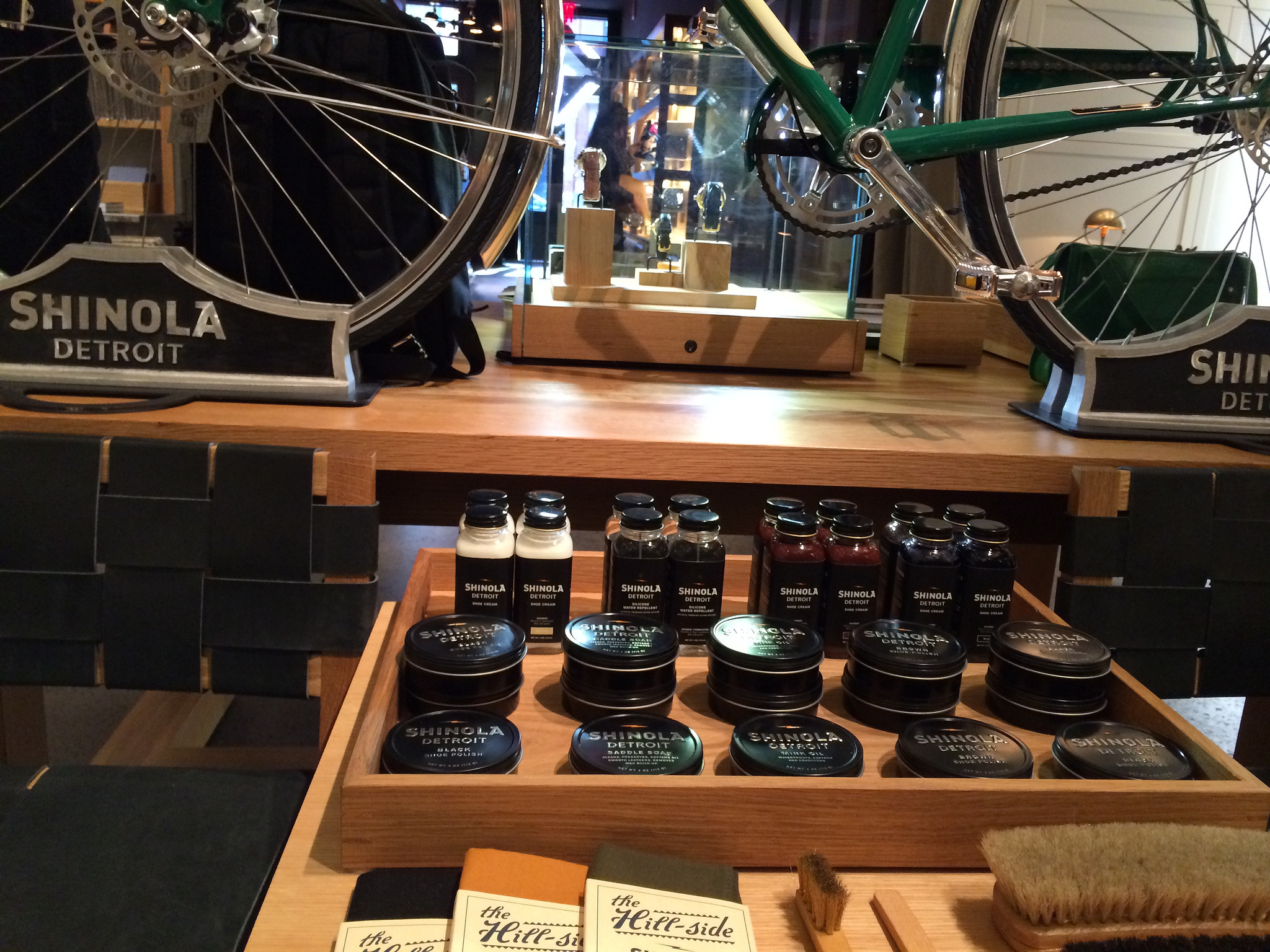 Saddle soap and Shinola bike at Shinola in New York. Photo by alphacityguides.