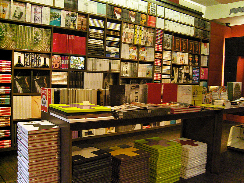 Book wall display at Assouline in Paris. Photo by alphacityguides. 