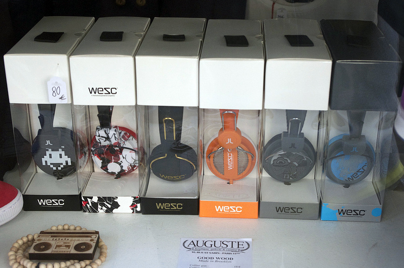 Headphones at Auguste in Paris. Photo by alphacityguides.