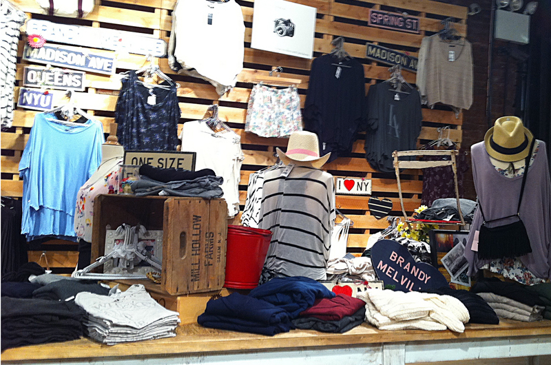 Fashion display inside Brandy Melville in New York. Photo by alphacityguides.