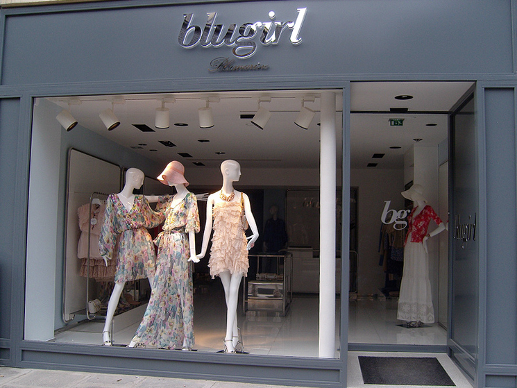 Store front at Blugirl in Paris. Photo by alphacityguides.