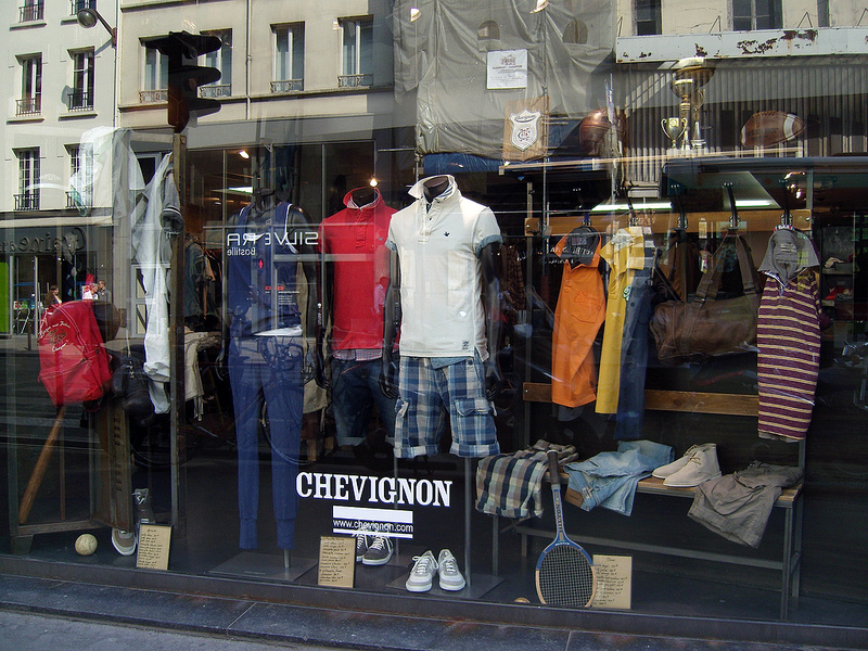 Store front at Chevignon in Paris. Photo by alphacityguides.