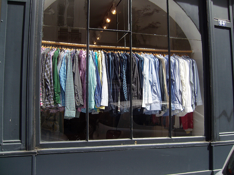 Window display at L’Habilleur in Paris. Photo by alphacityguides.