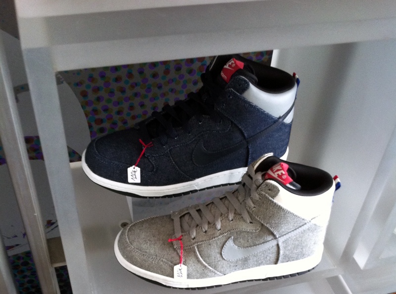 Sneaker display at MWShift in Paris. Photo by alphacityguides.