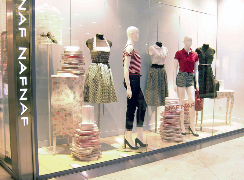 Fashion display at NAF NAF in Paris. Photo by alphacityguides.