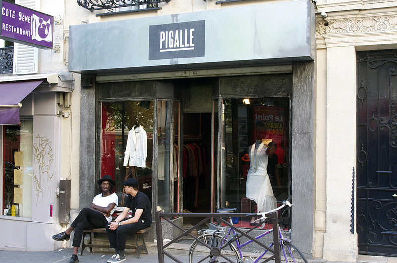 Store front at Pigalle in Paris. Photo by alphacityguides.