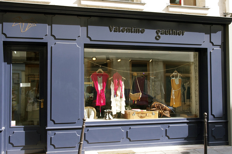 Store front at Valentine Gauthier in Paris. Photo by alphacityguides.