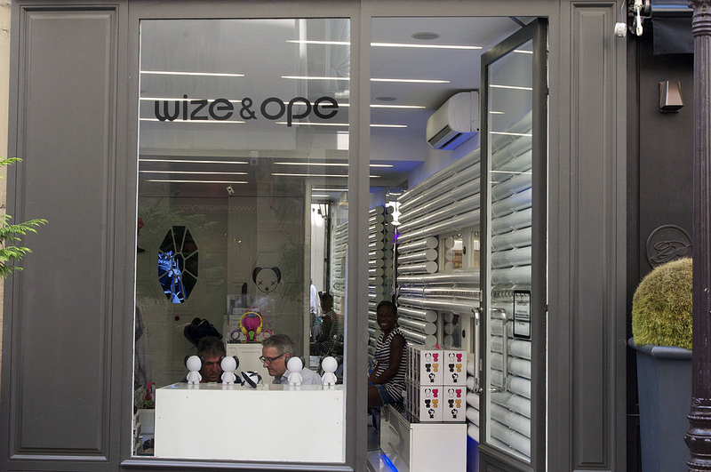 Store front at Wize & Ope in Paris. Photo by alphacityguides.