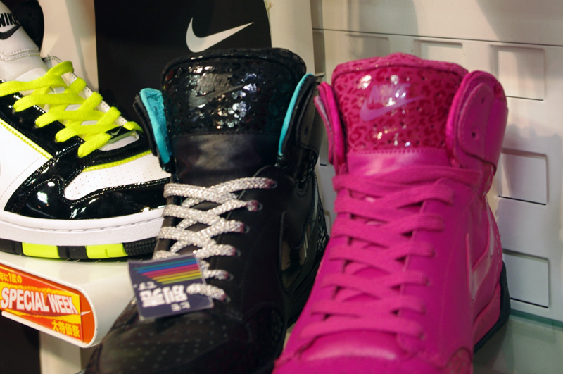 Limited edition Nikes at ABC Mart in Tokyo. Photo by alphacityguides. 