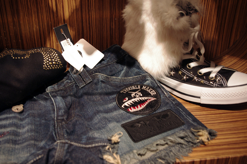 Denim and sneaker display at Royal Flash in Tokyo. Photo by alphacityguides.