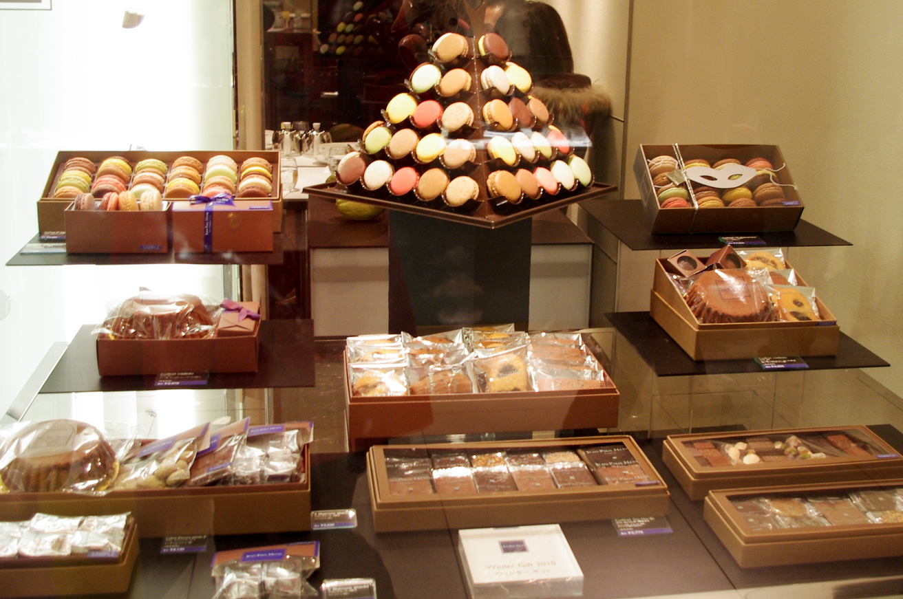 Chocolate and pastry display at Jean-paul Hévin. Photo by alphacityguides.