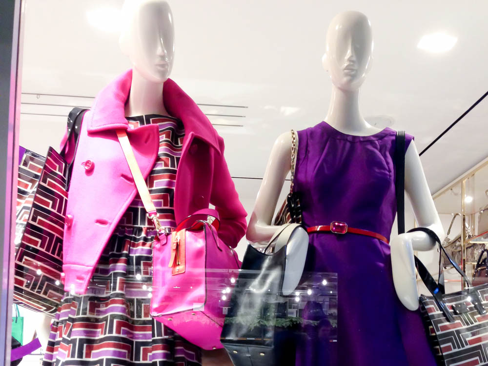 Colorful coats and dresses at Kate Spade in London. Photo by alphacityguides.