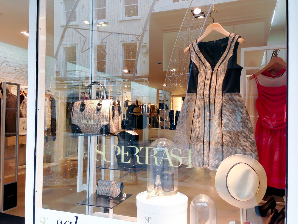 Fashion window display at SuperTrash in London. Photo by alphacityguides.