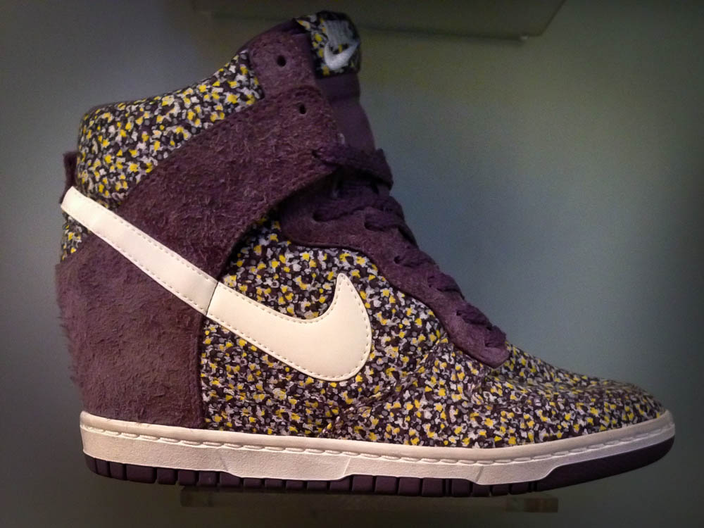 Nike Dunk Sky High Liberty print wedge heel sneaker at Offspring in London. Photo by alphacityguides.