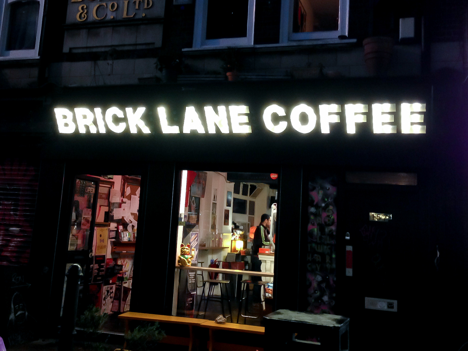 Brick Lane Coffee in London. Photo by alphacityguides.
