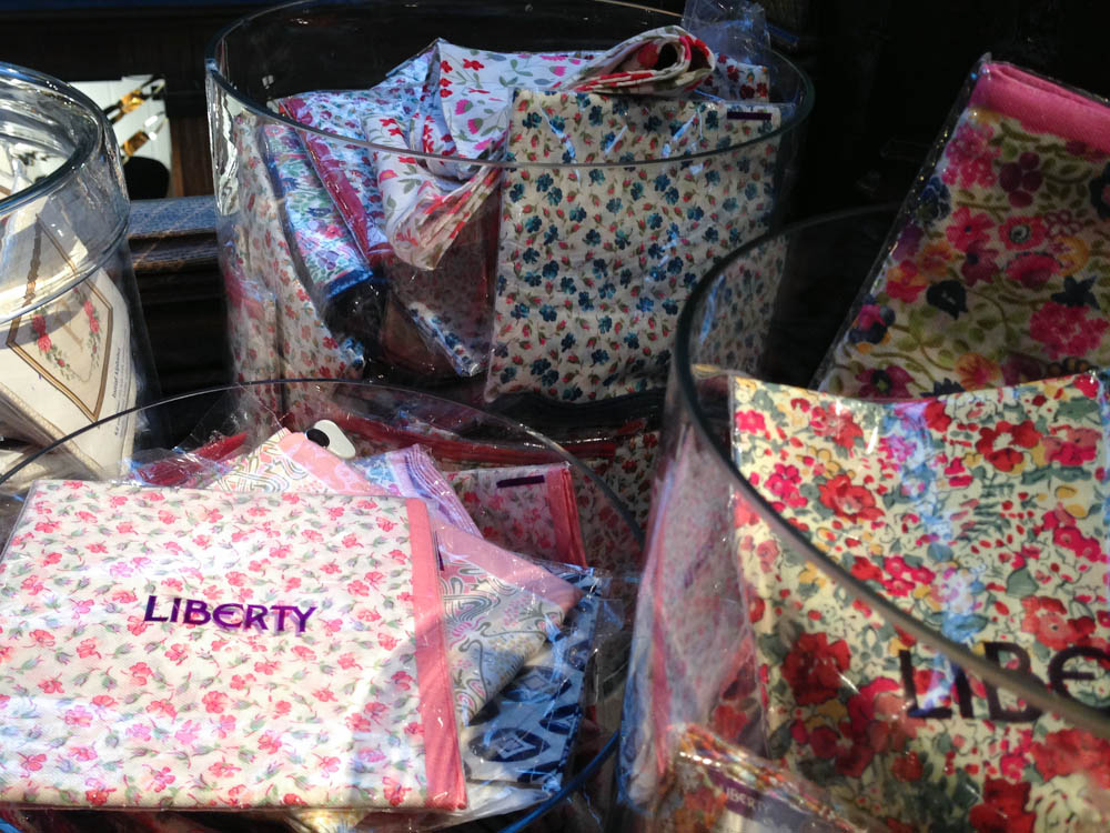 Liberty print handkerchiefs at Liberty London. Photo by alphacityguides.