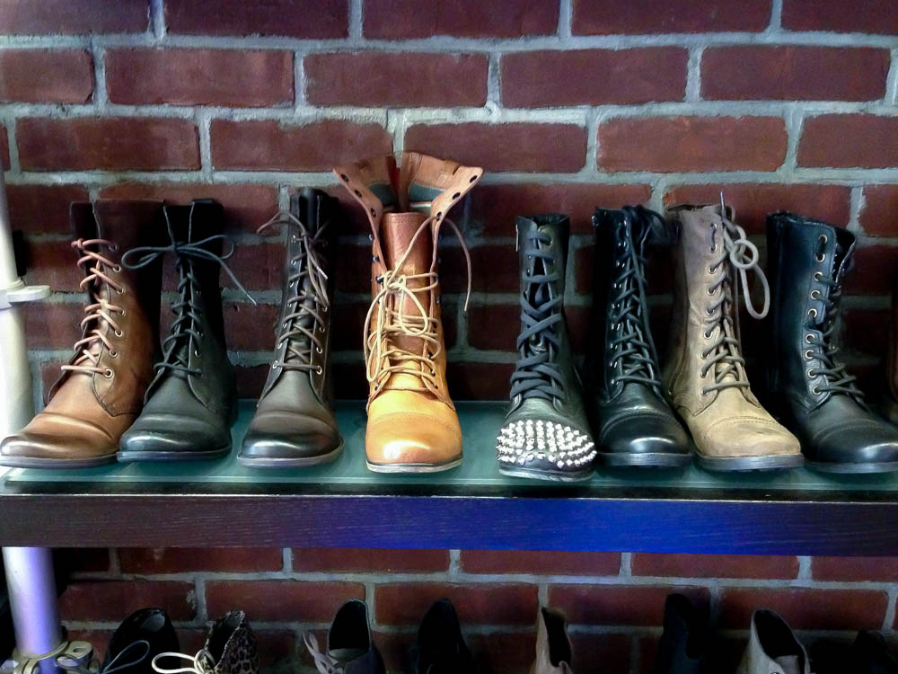 Women's boot display at Shoegasm in New York. Photo by alphacityguides.