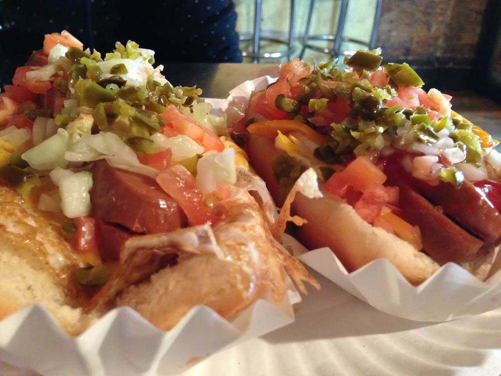 Hot dogs at Crif Dogs New York. Photo by alphacityguides.