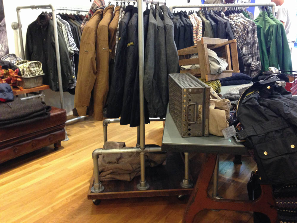 Fashion display inside Barbour in New York. Photo by alphacityguides.