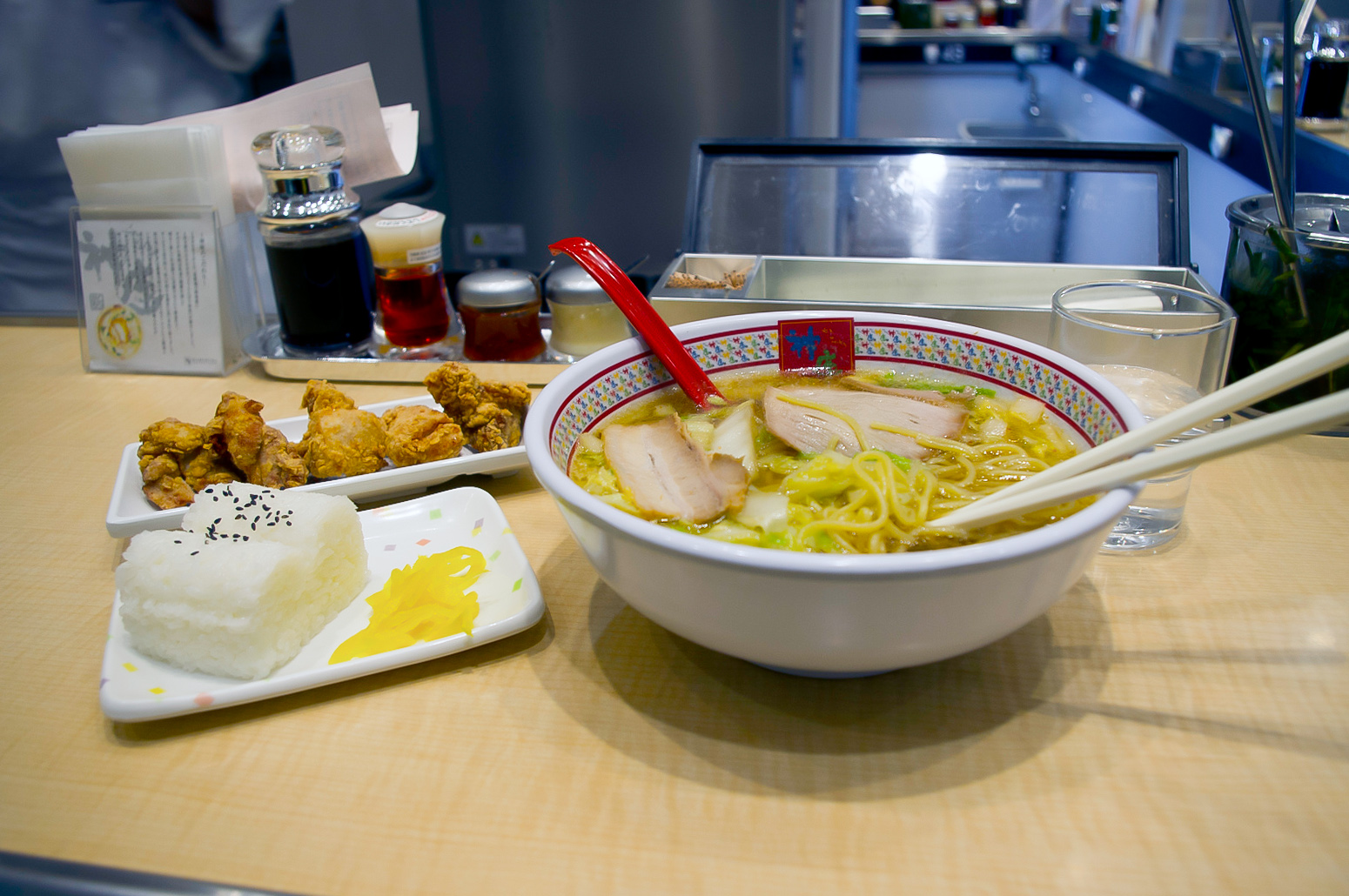 Ramen and fried chicken at Kamakura in Tokyo. Photo by alphacityguides.