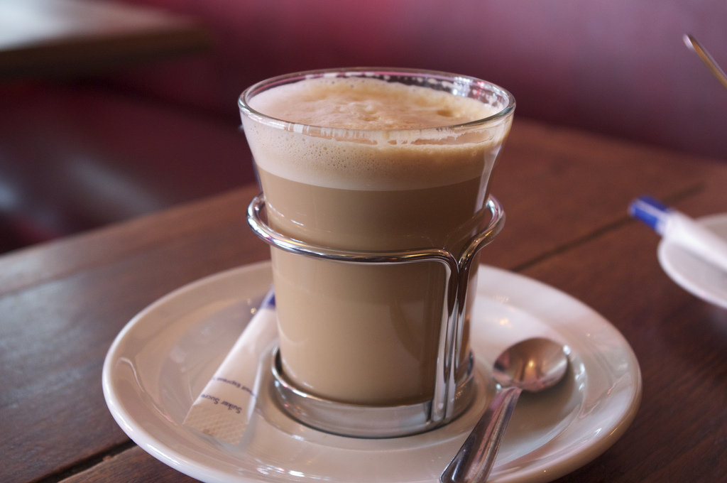 Cafe creme at Cafe de l'Industrie in Paris. Photo by alphacityguides.