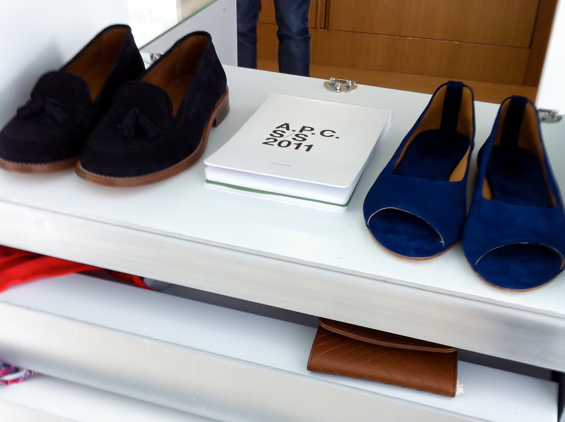 Accessory display at A.P.C. store in Paris. Photo by alphacityguides.