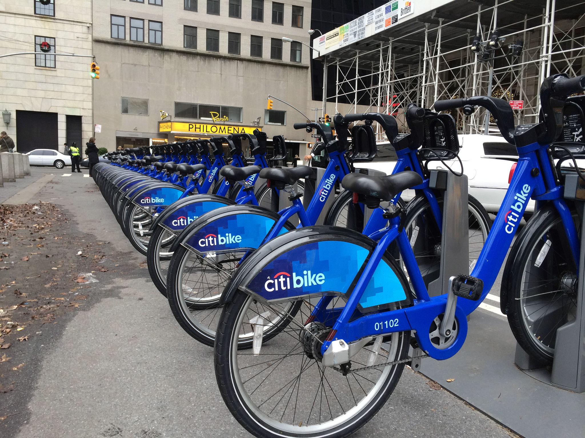 Citi bike rack in New York. Photo by alphacityguides.