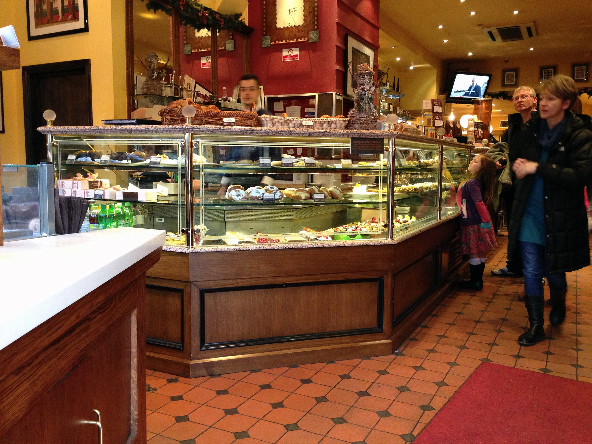 Pastry counter at Patisserie Valerie in London. Photo by alphacityguides.