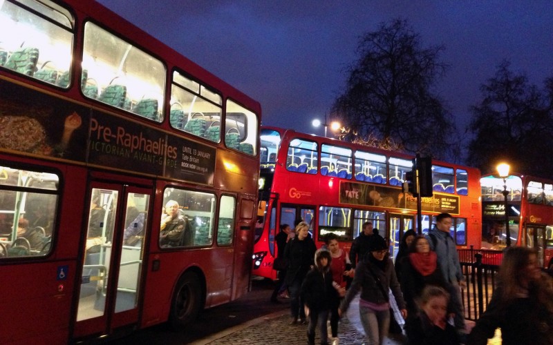 Big red double decker bus in London. Photo by alphacityguides.