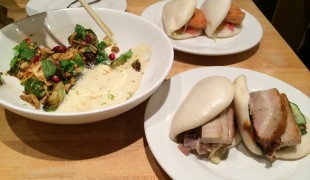 Buns and brussel sprouts at Momofuku Noodle Bar in New York. Photo by alphacityguides.