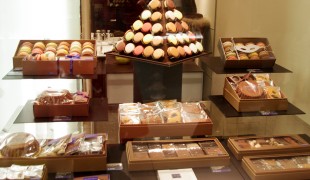 Chocolate and pastry display at Jean-paul Hévin. Photo by alphacityguides.