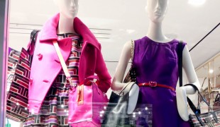 Colorful coats and dresses at Kate Spade in London. Photo by alphacityguides.