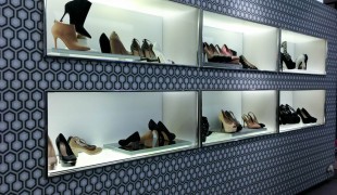 Shoe display inside Kurt Geiger in London. Photo by alphacityguides.