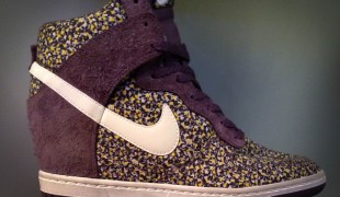 Nike Dunk Sky High Liberty print wedge heel sneaker at Offspring in London. Photo by alphacityguides.