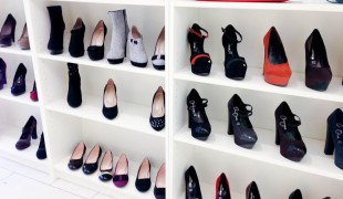 Wall of women's shoes at Brands Temporary Store in London. Photo by alphacityguides.