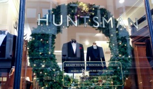 Window display at Huntsman on Savile Row in London. Photo by alphacityguides.