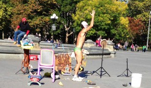 Eclectic street performer in Washington Square Park in New York. Photo by alphacityguides.