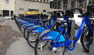 Citi bike rack in New York. Photo by alphacityguides.