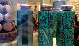 Macaron boxes at Ladurée in London. Photo by alphacityguides.
