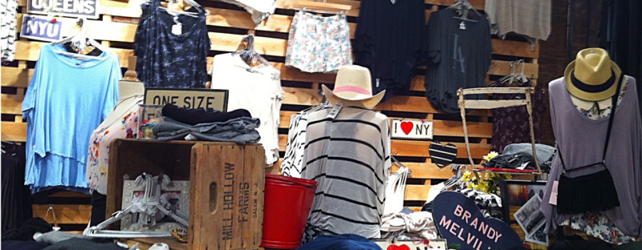Fashion display inside Brandy Melville in New York. Photo by alphacityguides.