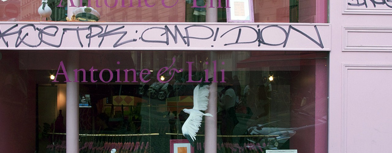Store front at Antoine et Lili in Paris. Photo by alphacityguides.  