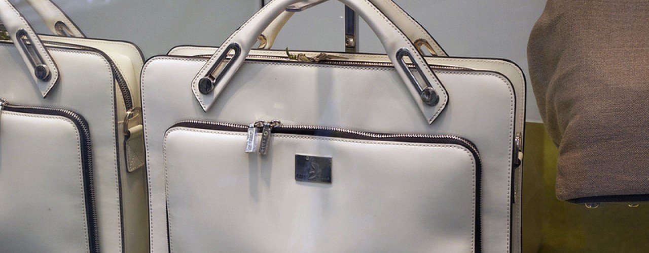 Computer bag at Cécile et Jeanne in Paris. Photo by alphacityguides.
