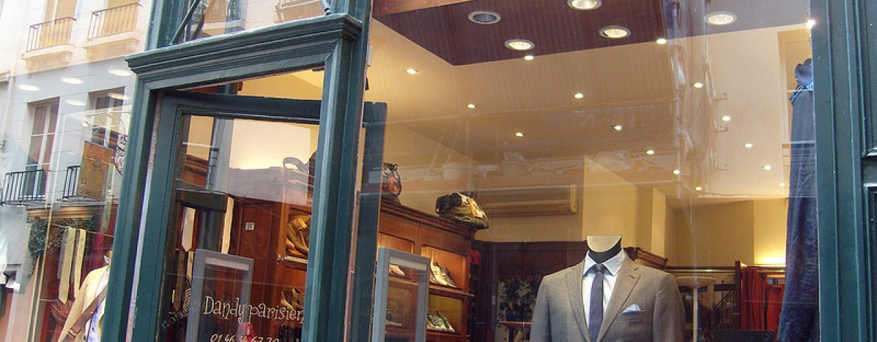 Store front at Dandy Parisien in Paris. Photo by alphacityguides.