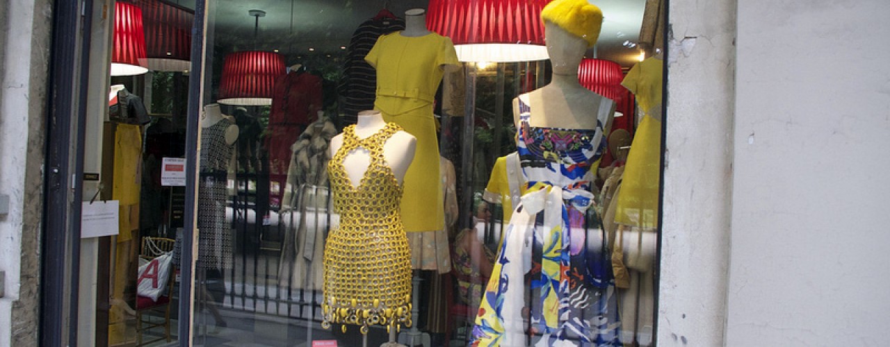 Vintage fashion at Didier Ludot in Paris. Photo by alphacityguides.