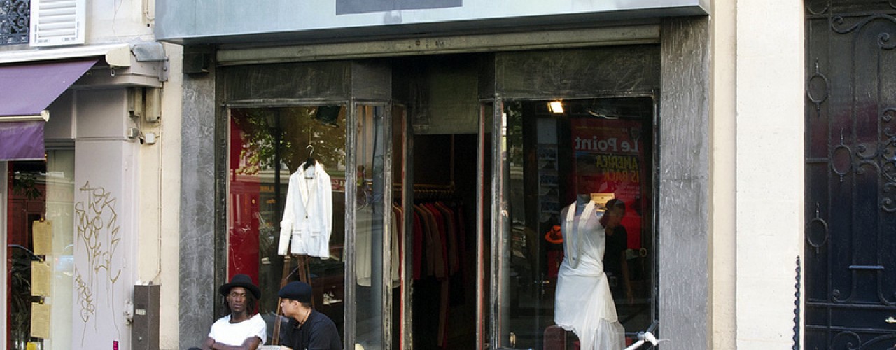 Store front at Pigalle in Paris. Photo by alphacityguides.