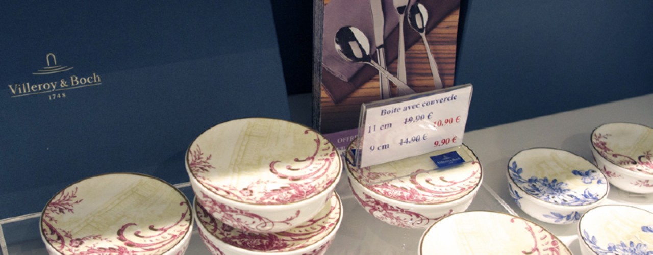 Dishes at Villeroy & Boch in Paris. Photo by alphacityguides.
