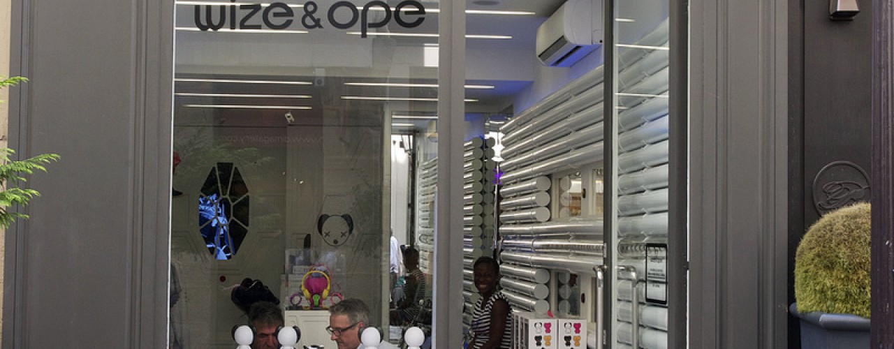 Store front at Wize & Ope in Paris. Photo by alphacityguides.
