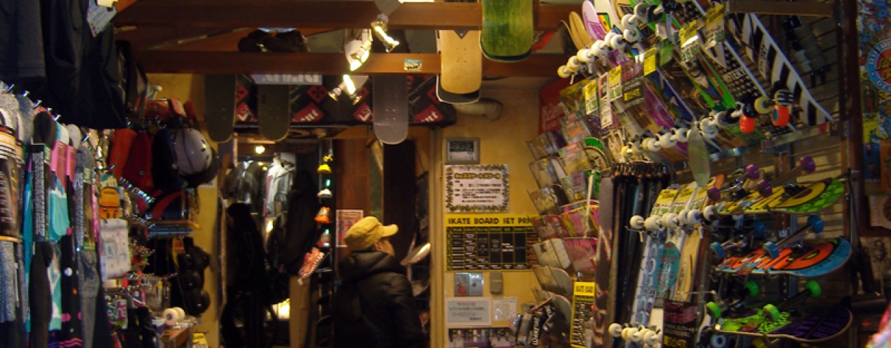 Skateboards at Murasaki Sport in Tokyo. Photo by alphacityguides.