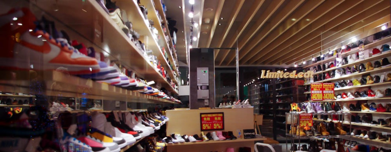 Sneakers inside Limited.edt in Tokyo. Photo by alphacityguides.