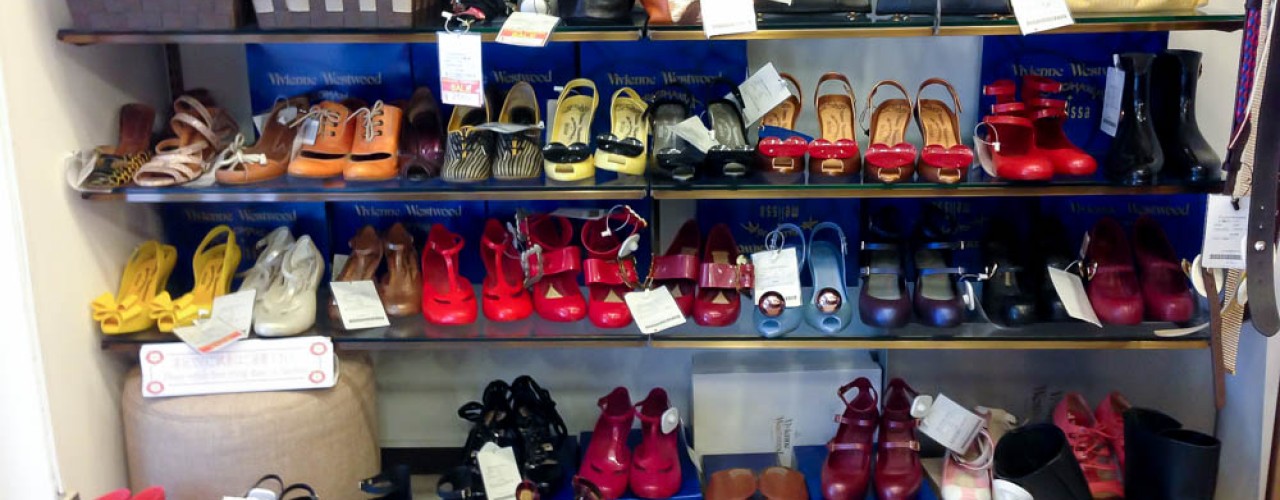 Shoes at Vivienne Westwood Closet Child in Tokyo. Photo by alphacityguides.
